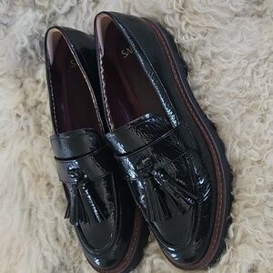 Franco Sarto Black Patent Tassel Loafers